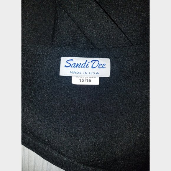 Vtg 70s Puff Sleeve Pleated Top Waist Tie Dress 16 - Picture 6 of 6